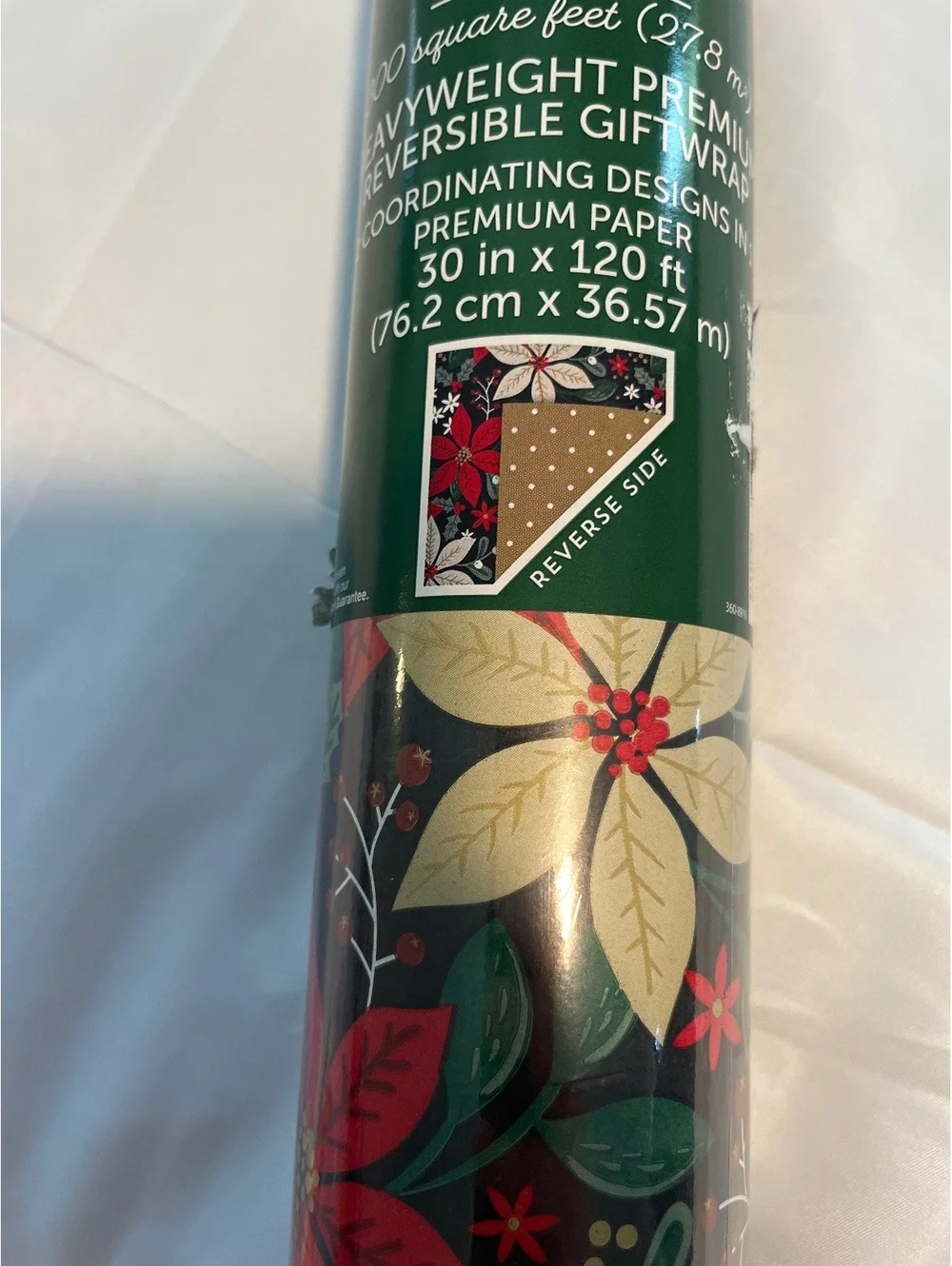 Christmas Wrapping Paper Giftwrap Thick Reversible Floral 300 sq feet 30inx12ft
